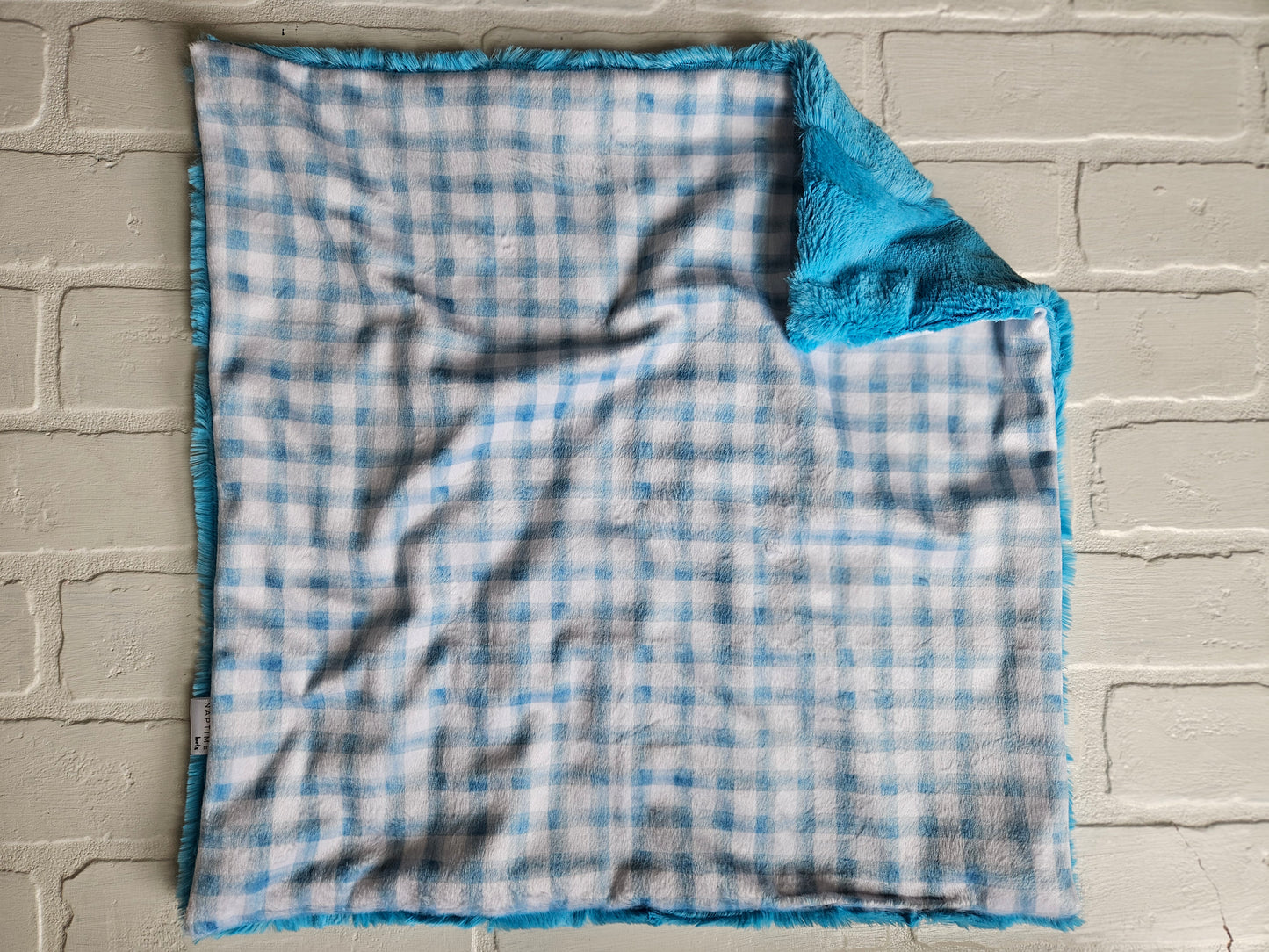Blue Gingham Plaid Lovey Blanket