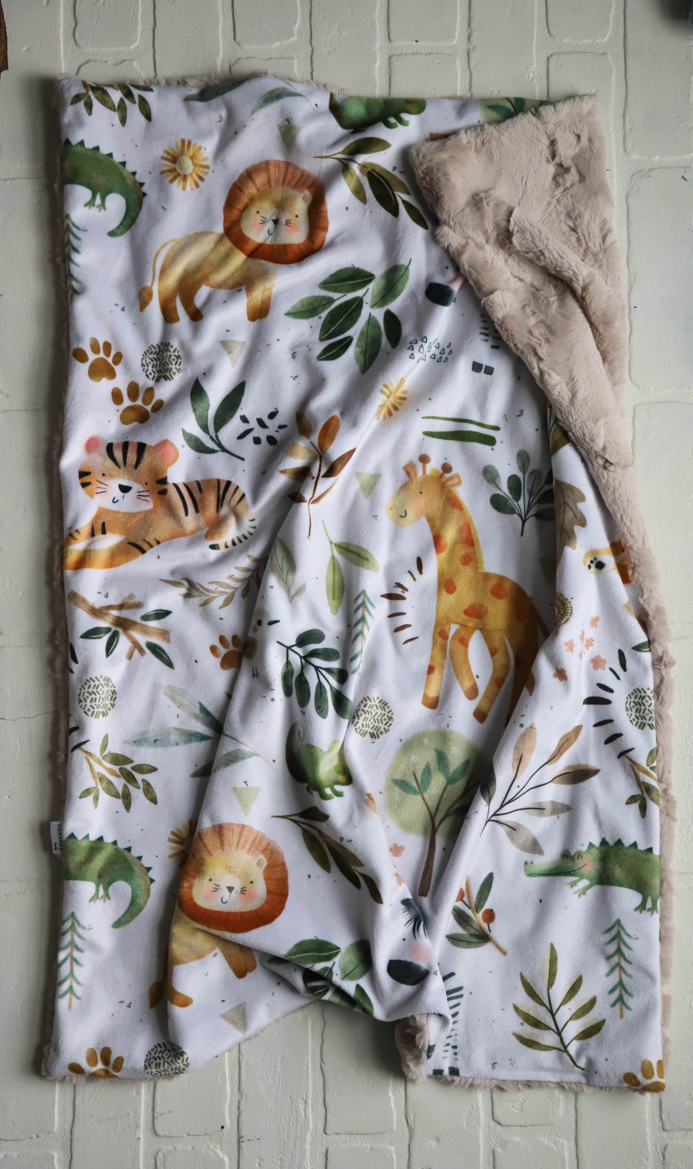 Safari Animals Tan XL Lovey Blanket (larger size)