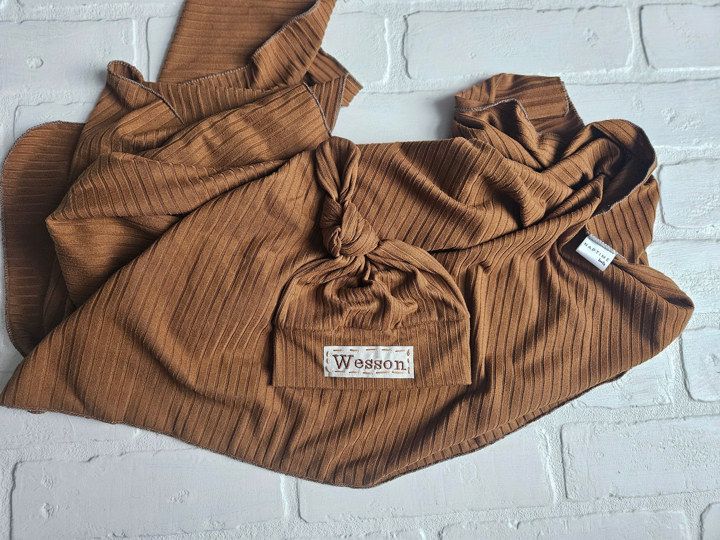 Spice Rib Swaddle and Newborn Hat