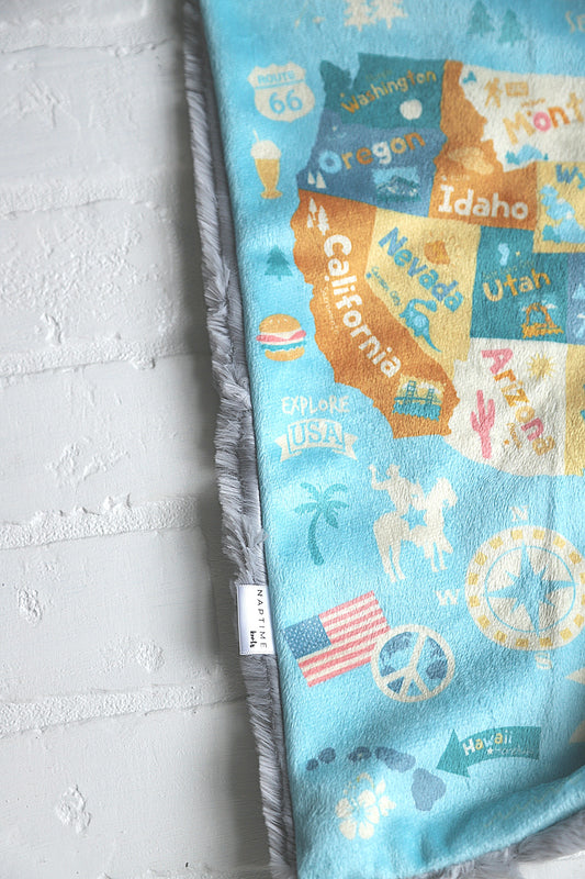 United States Map Lovey Blanket