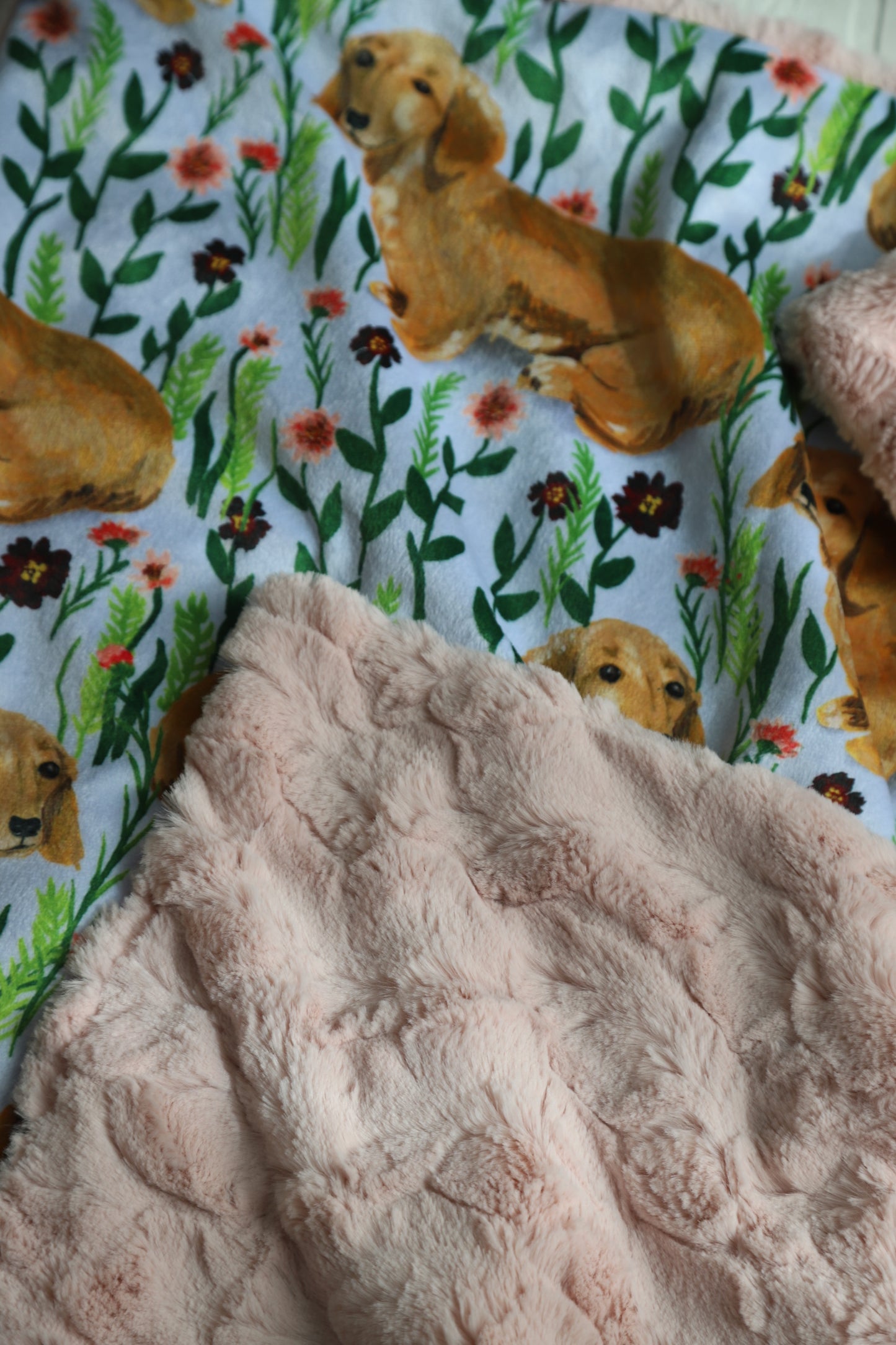 Floral Dachshund XL Lovey Blanket (larger size)