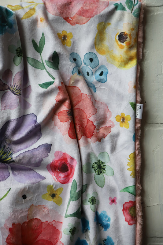 Bright Watercolor Floral XL Lovey Blanket (larger size)