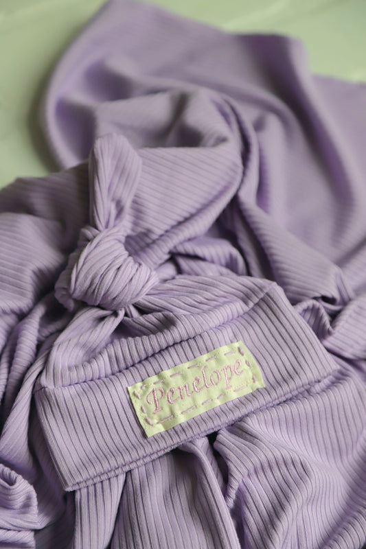 Purple Ribbed Hat/Swaddle Set
