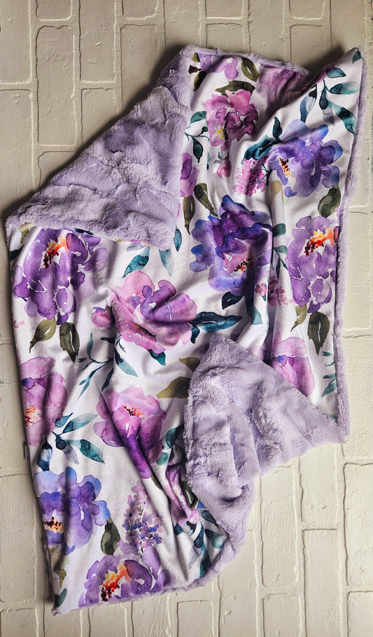 Purple Floral XL Lovey Blanket (larger size)