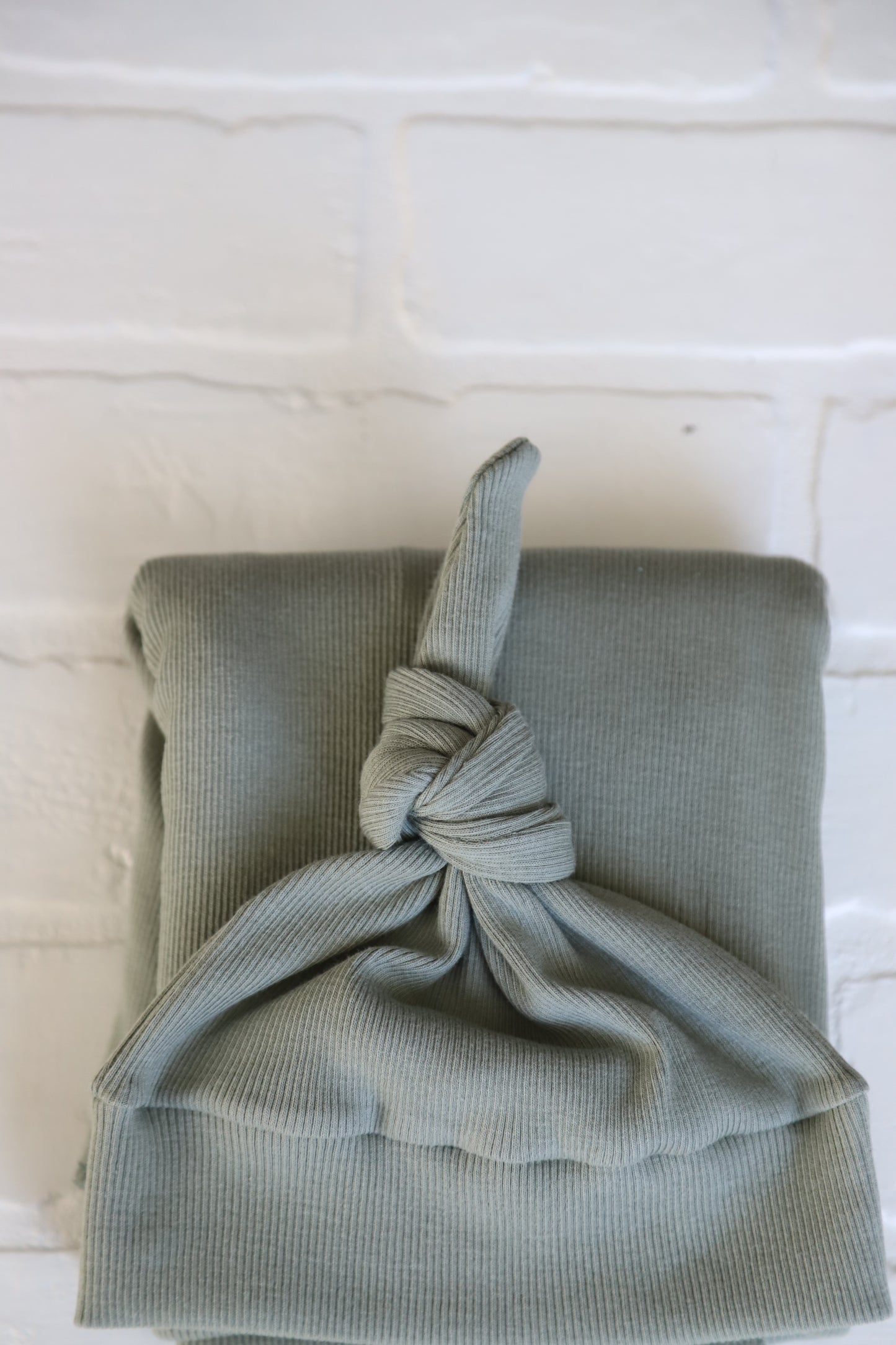 Sage Green Rib Newborn Hat/Swaddle Set