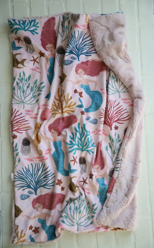 Pink Mermaids XL Lovey Blanket (larger size)