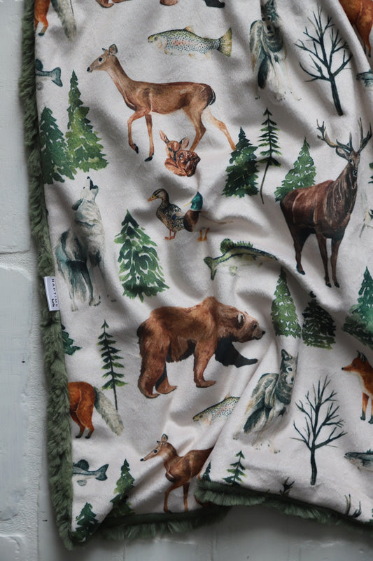Woodland Animals XL Lovey Blanket (larger size)