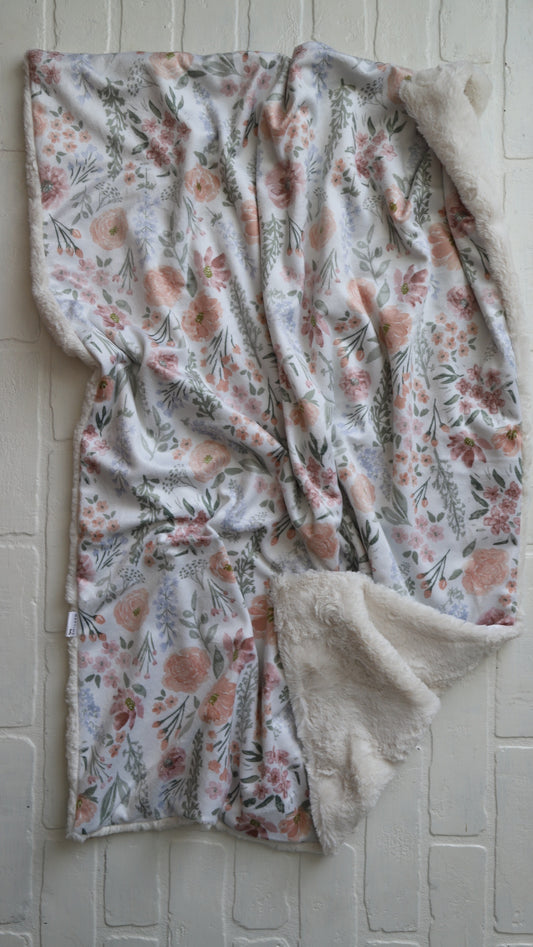 Pink Cottage Floral XL Lovey Blanket (larger size)