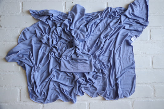 Periwinkle Bamboo Hat/Swaddle Sets