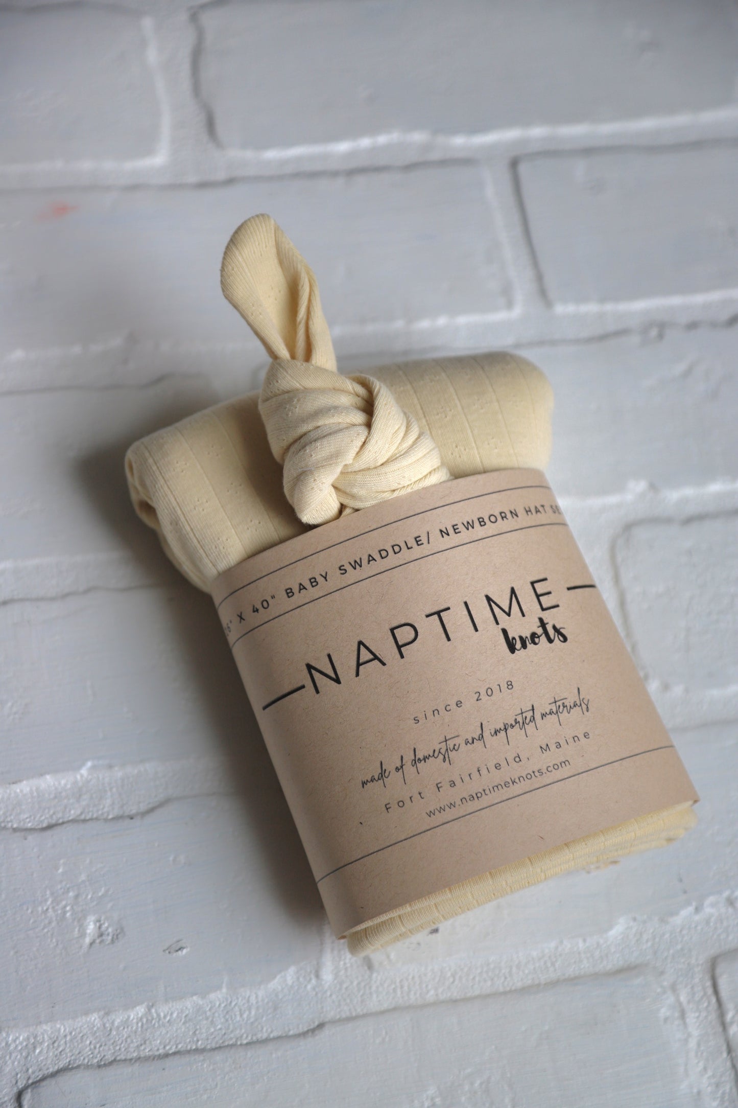 Butter Yellow Pointelle Hat/Swaddle Set