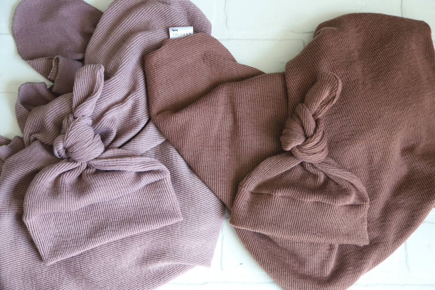 Chocolate Ribbed Hat/Swaddle Set