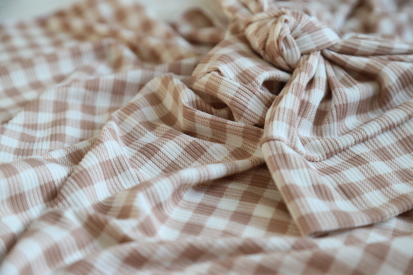 Brown Gingham Hat/Swaddle Set