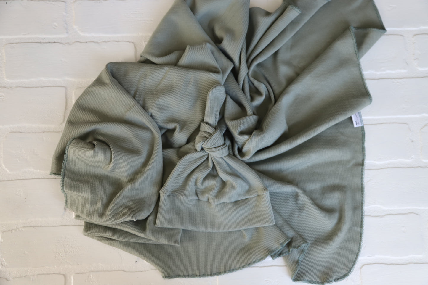 Sage Green Rib Newborn Hat/Swaddle Set