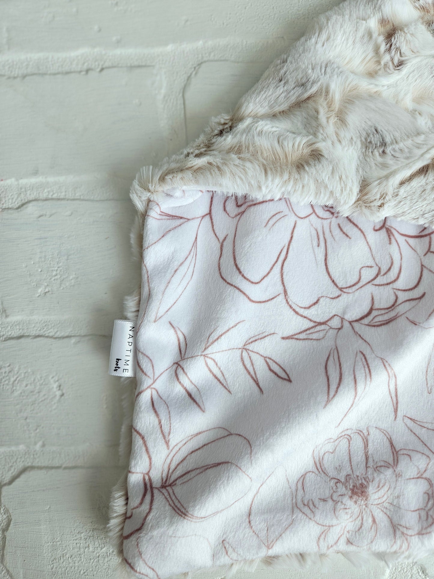 Cream Peony (floral) Lovey Blanket-