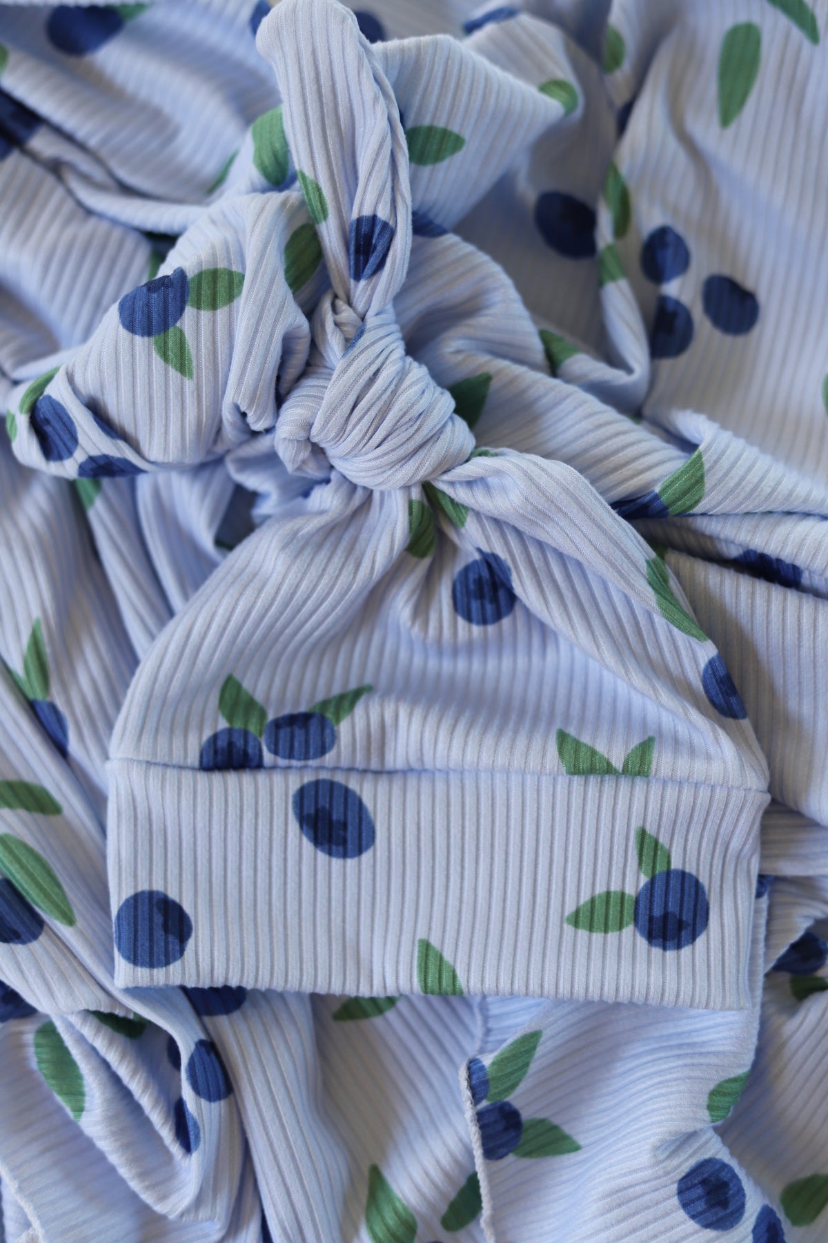Blueberries Rib Knit Hat/Swaddle Set
