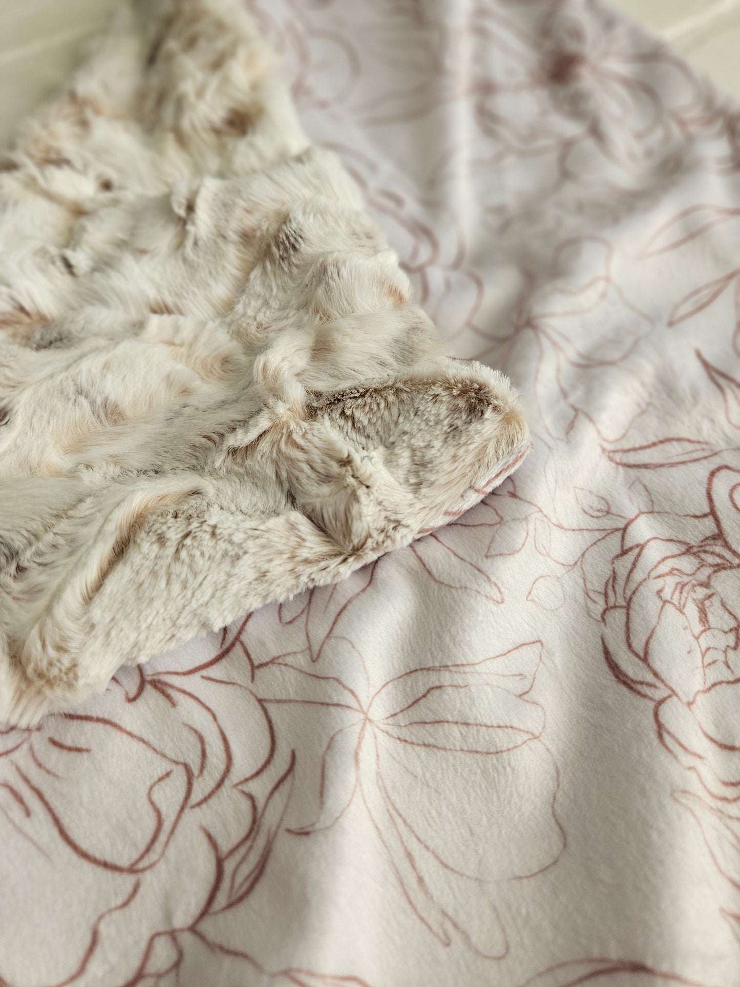 Cream Peony (floral) Lovey Blanket-