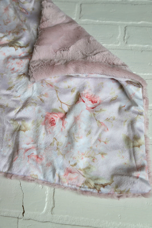 Pink English Rose Garden Lovey Blanket