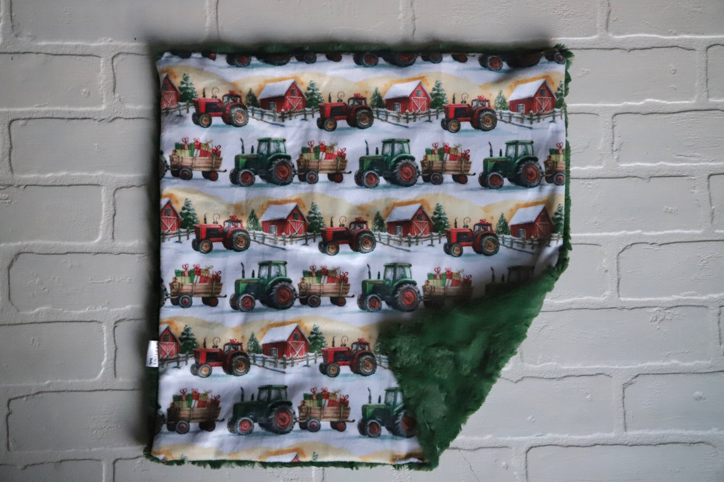 Christmas Tractors Lovey Blanket