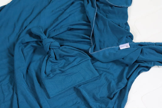 Peacock Blue Bamboo Hat/Swaddle Set