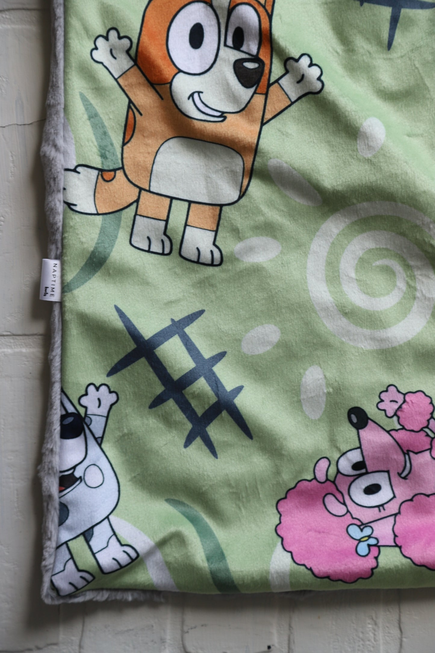 Bluey, Bingo, Muffin + Coco XL Lovey Blanket (larger size)
