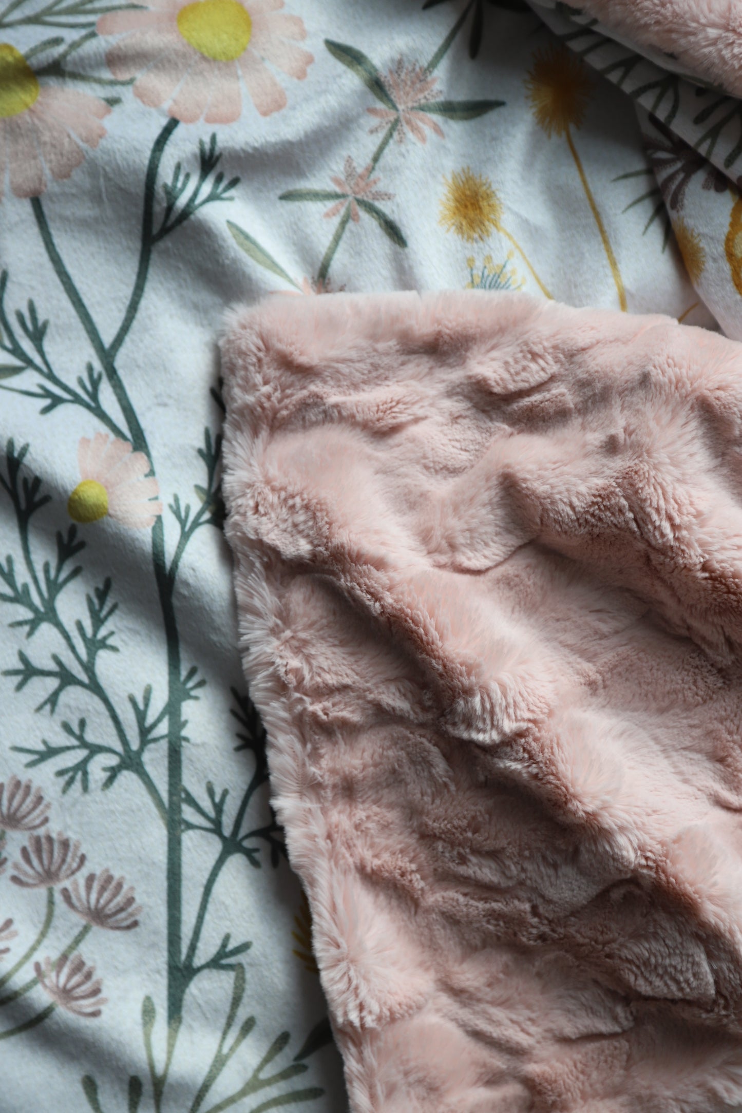 Pink Floral Botanical Weeds XL Lovey Blanket (larger size)