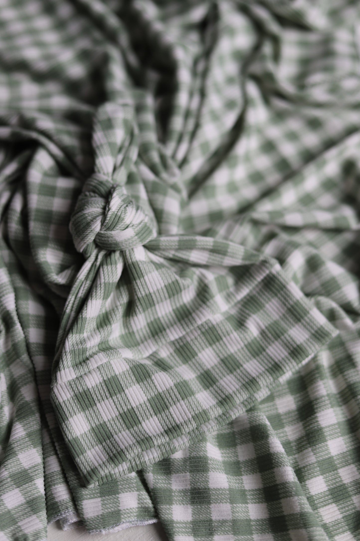 Green Gingham Hat/Swaddle Set