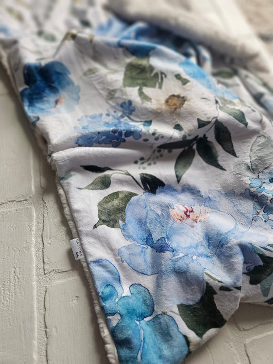 Blue Floral XL Lovey Blanket (larger size)