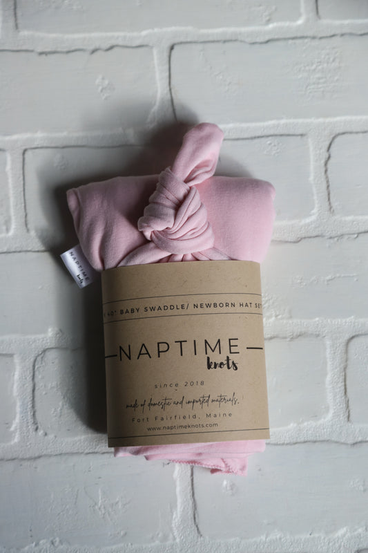Baby Pink Bamboo Hat/Swaddle Set