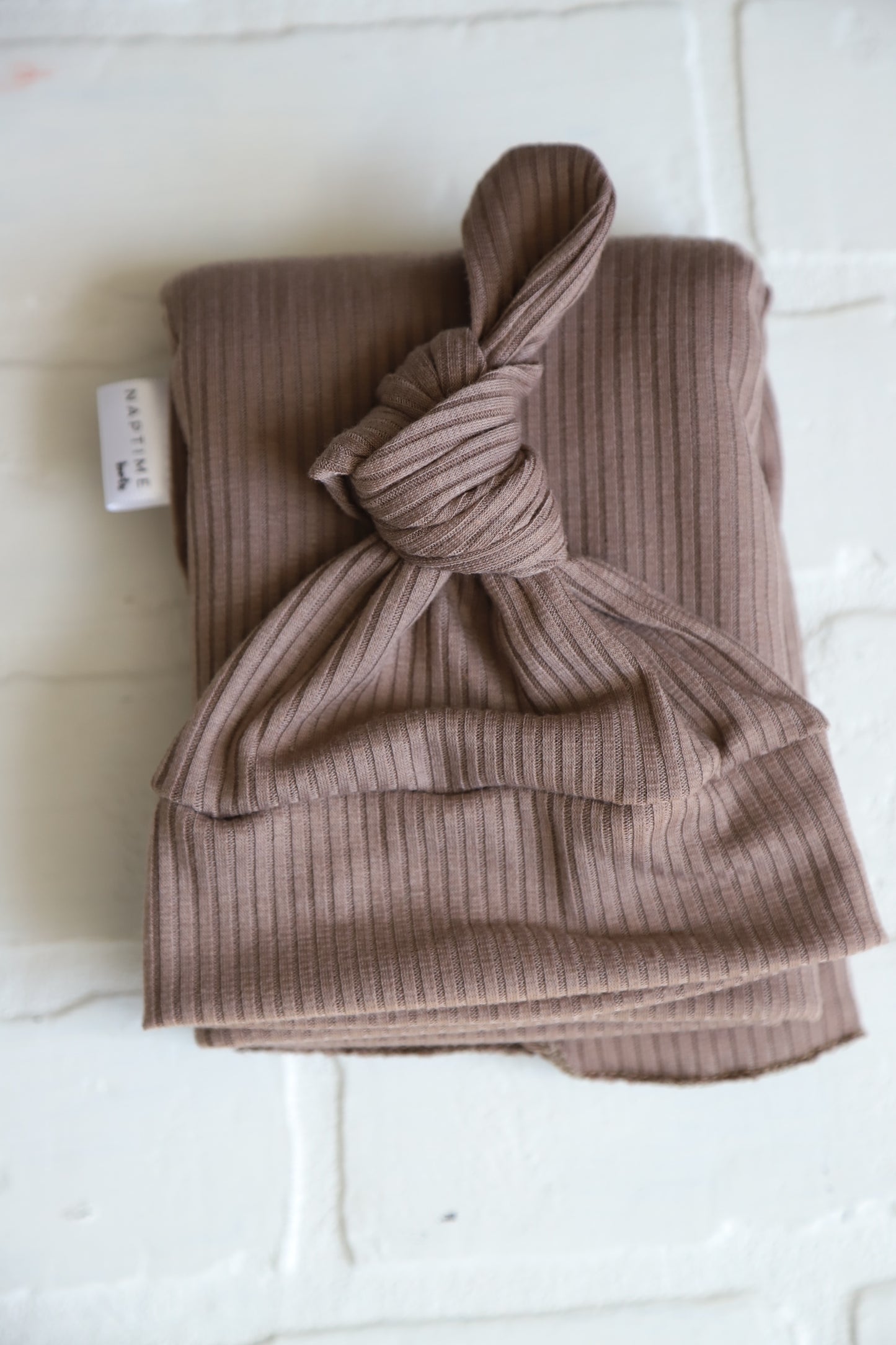 Mocha Ribbed Hat/Swaddle Set