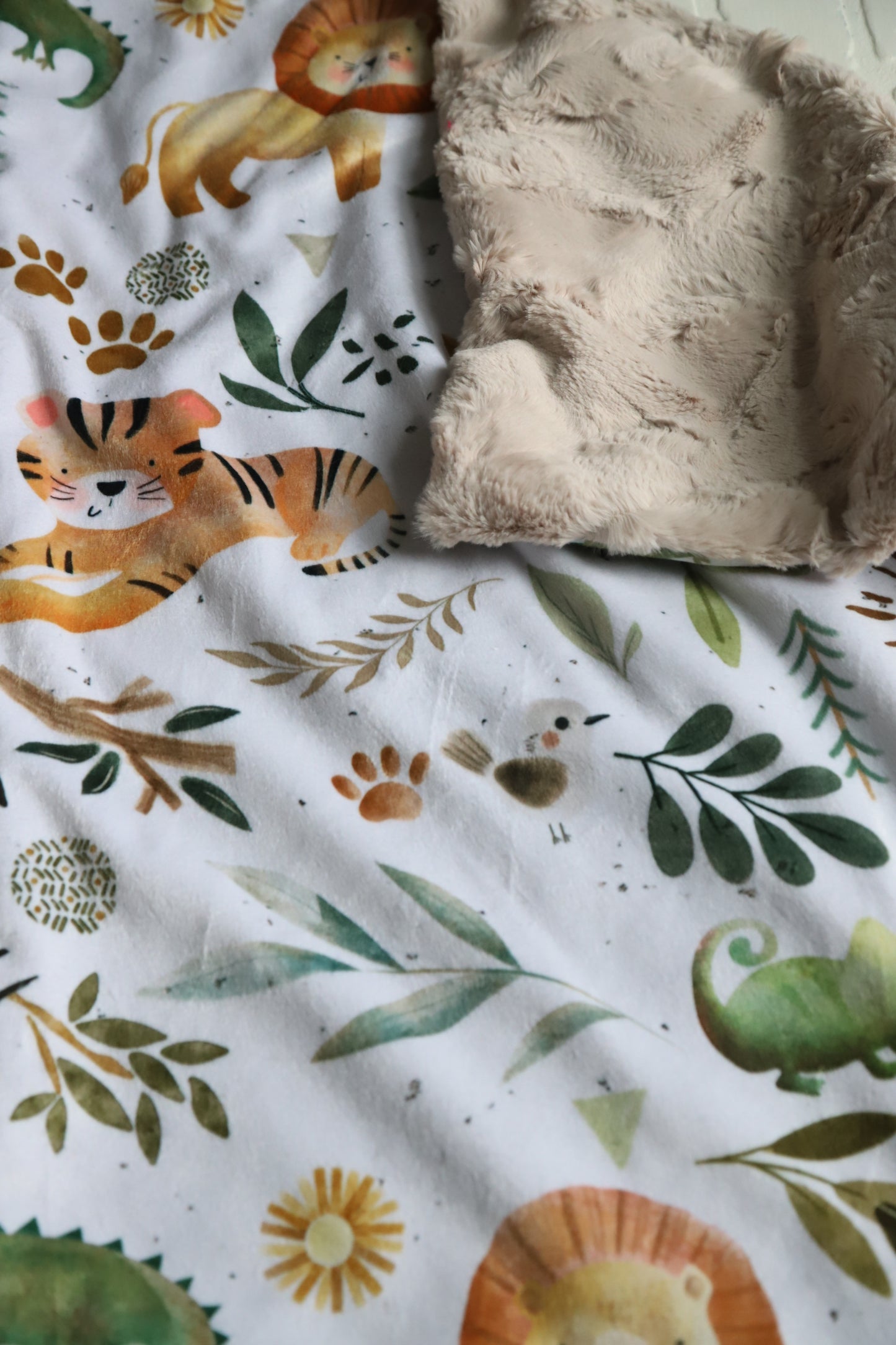 Safari Animals Tan XL Lovey Blanket (larger size)