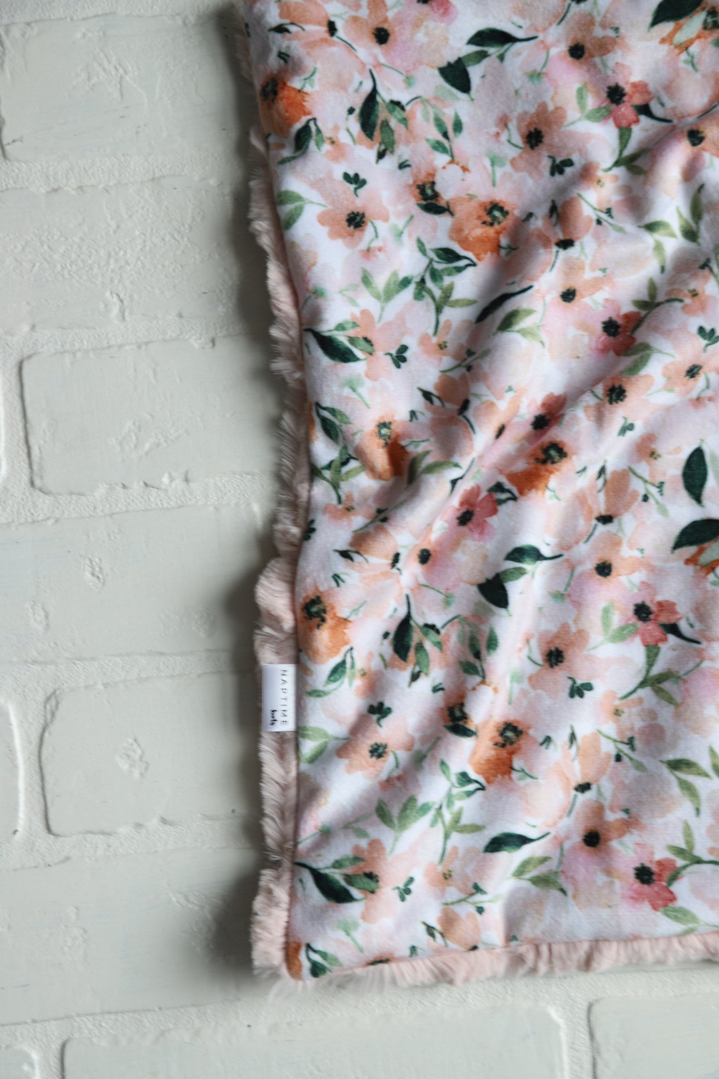 Sugared Peach Watercolor Floral  Lovey Blanket