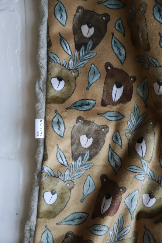 Bear + Eucalyptus XL Lovey Blanket (larger size)