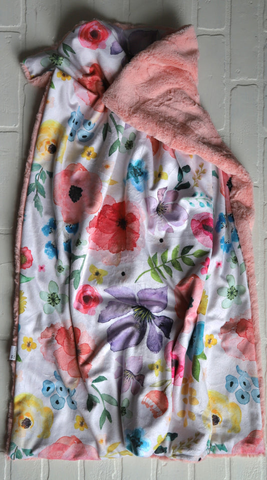 Bright Watercolor Floral XL Lovey Blanket (larger size)