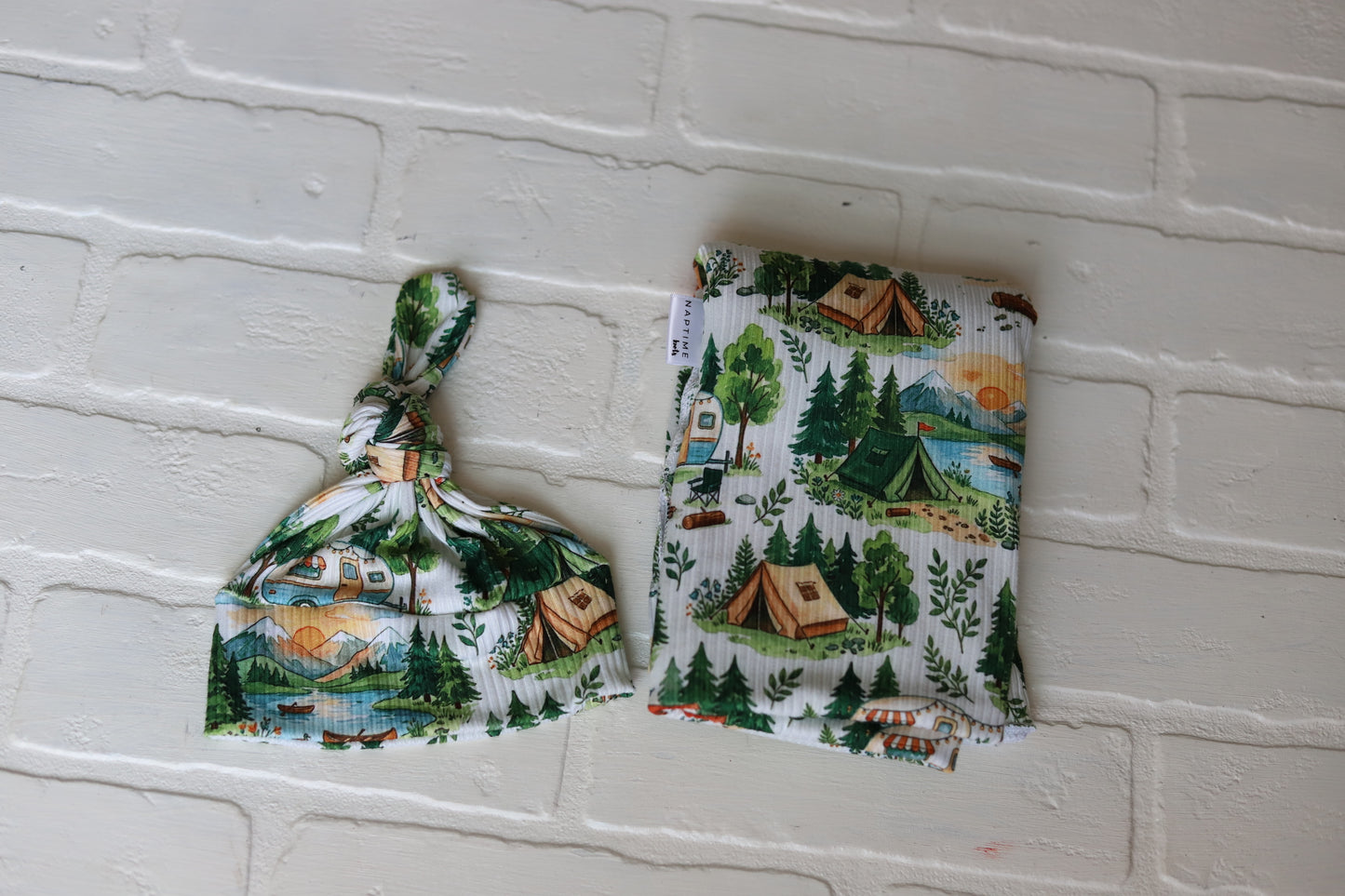Camping Adventure Ribbed Newborn Hat/Swaddle Set