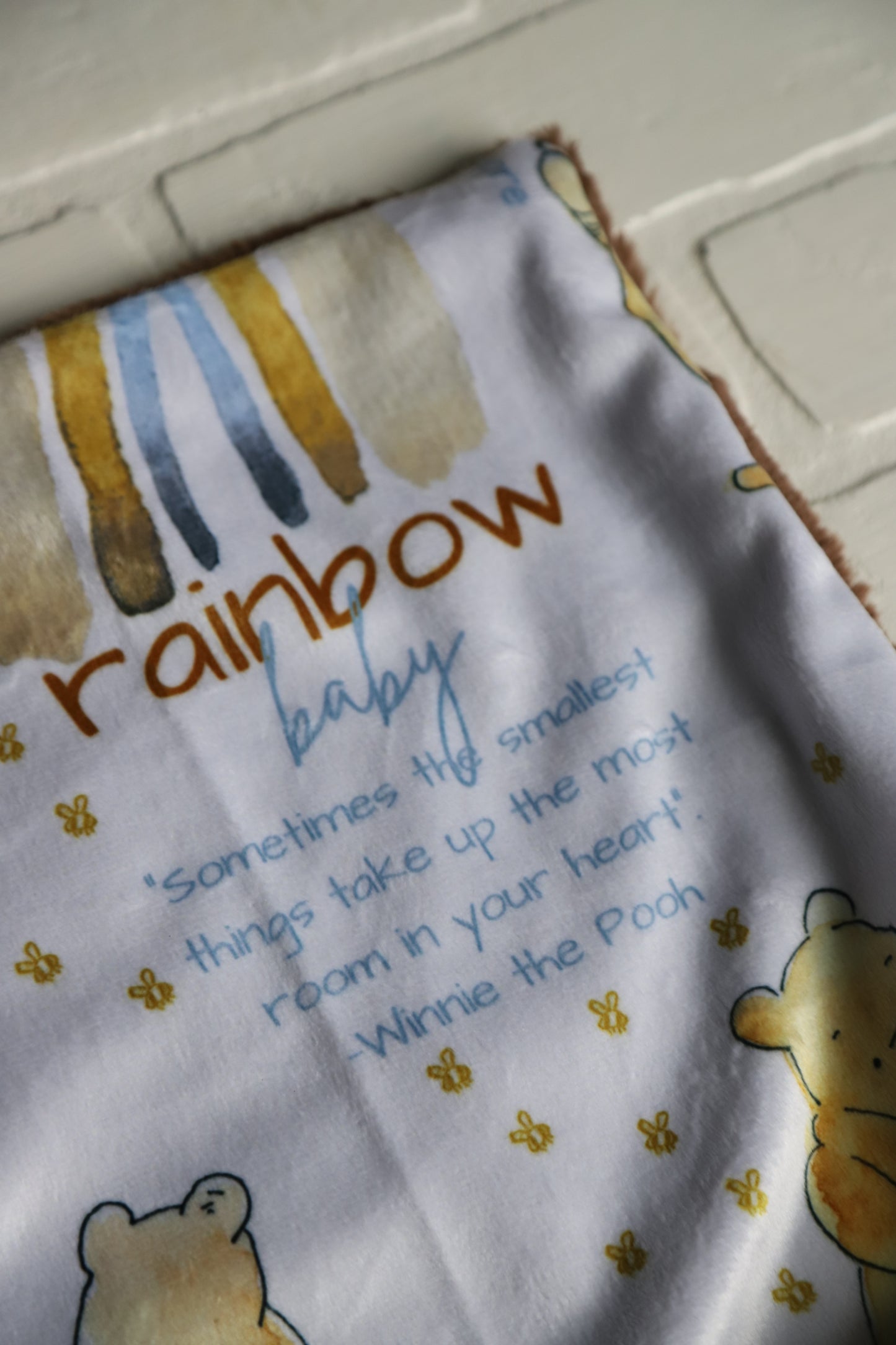 Pooh | Rainbow Baby Lovey Blanket