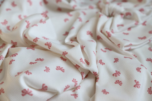 Pink Bow Ribbed Hat/Swaddle Set