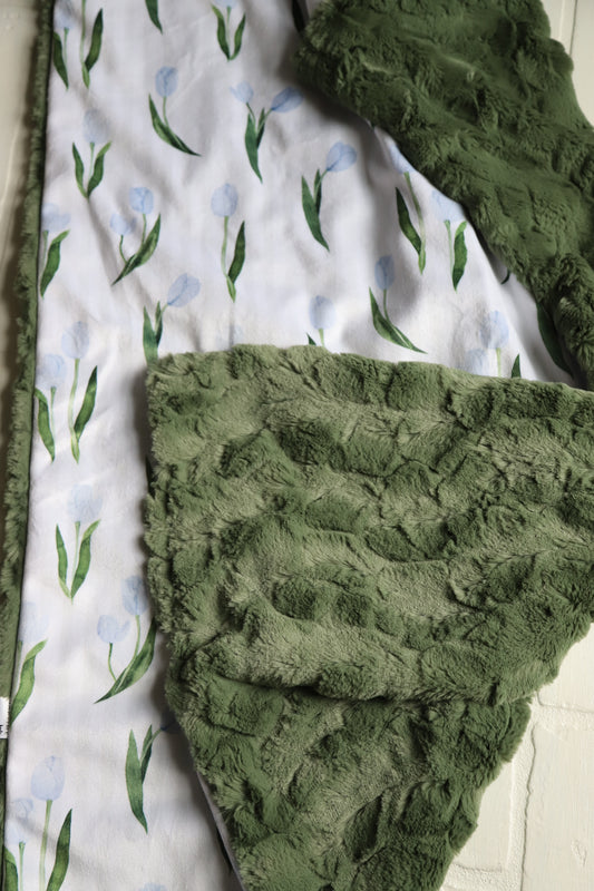 Blue Tulip Stripe XL Lovey Blanket (larger size)