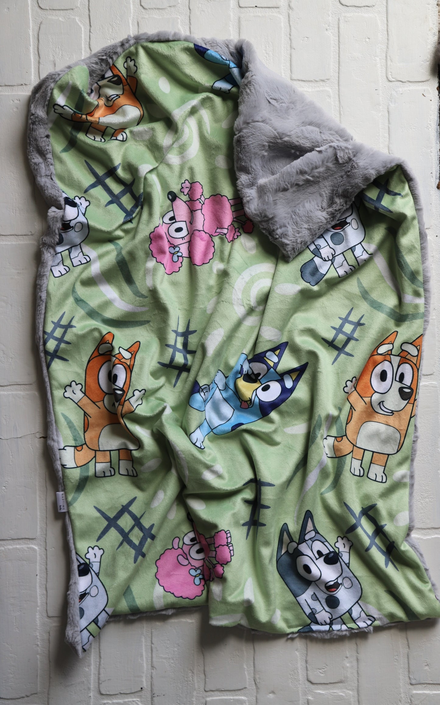 Bluey, Bingo, Muffin + Coco XL Lovey Blanket (larger size)