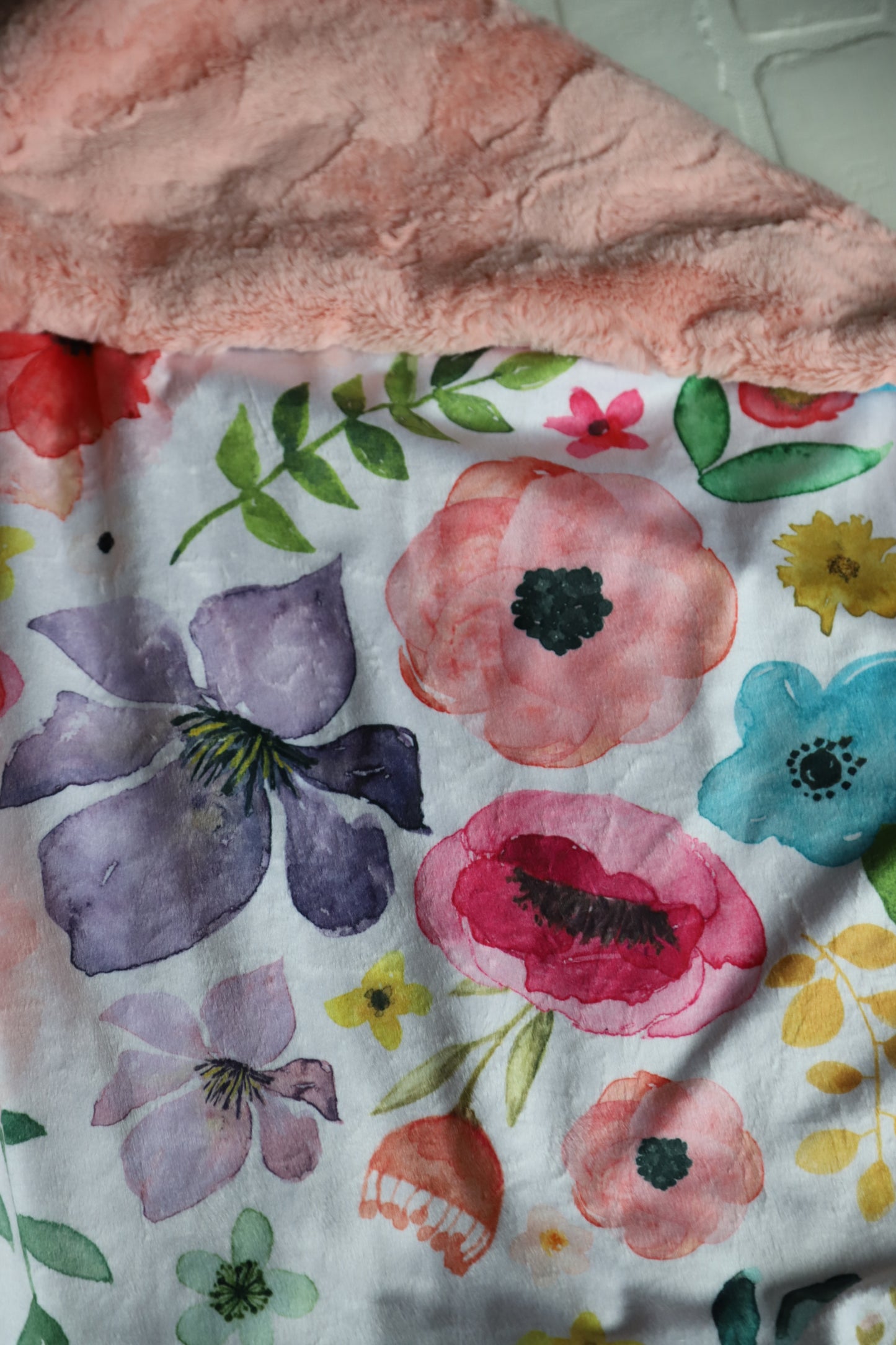 Bright Watercolor Floral XL Lovey Blanket (larger size)