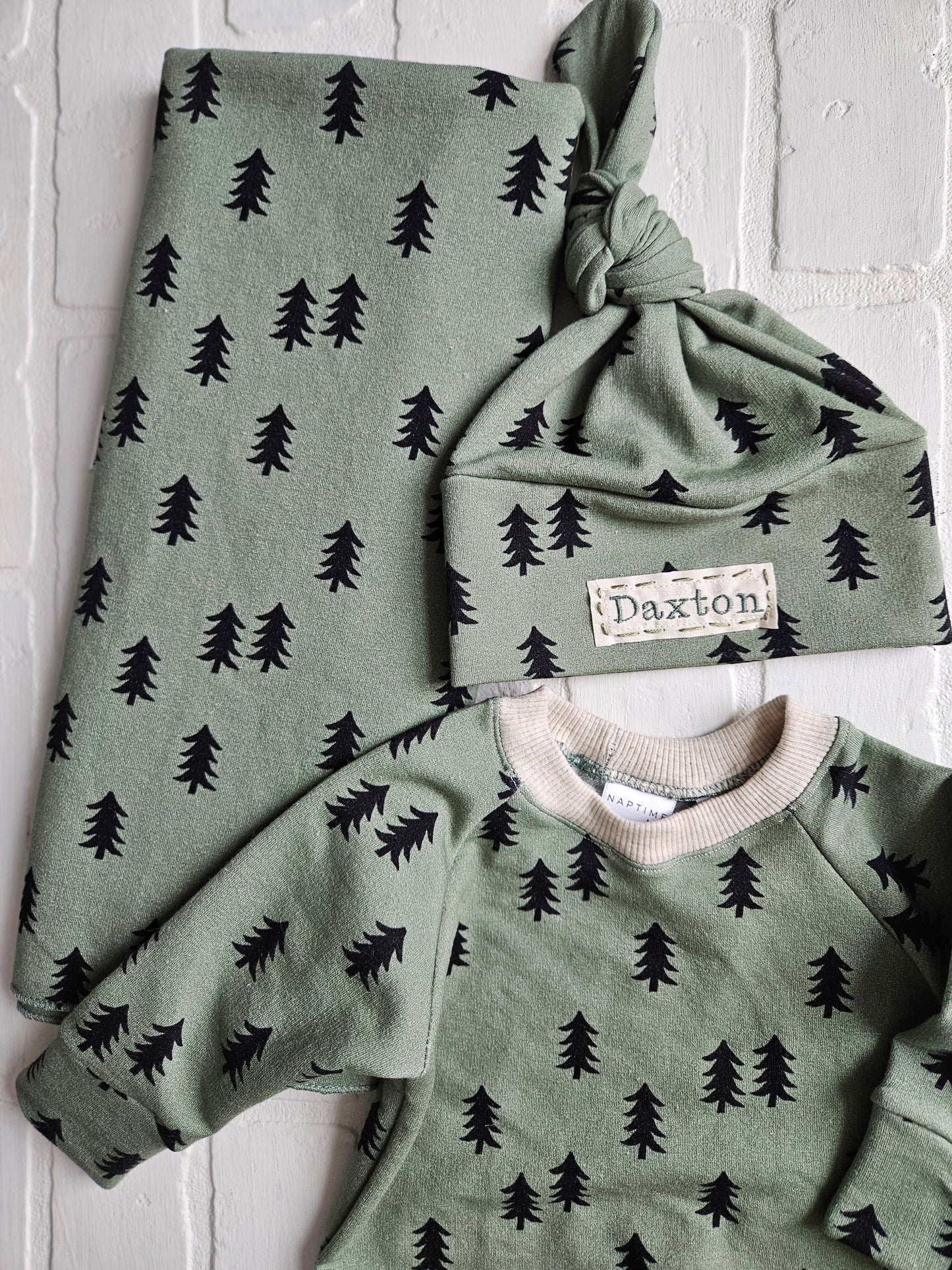 Evergreen Trees 0-3 Month Knotted Gown | Newborn Outfit