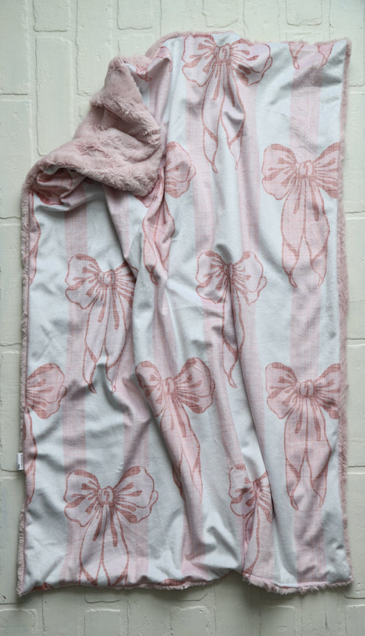 Bows Stripe XL Lovey Blanket (larger size)
