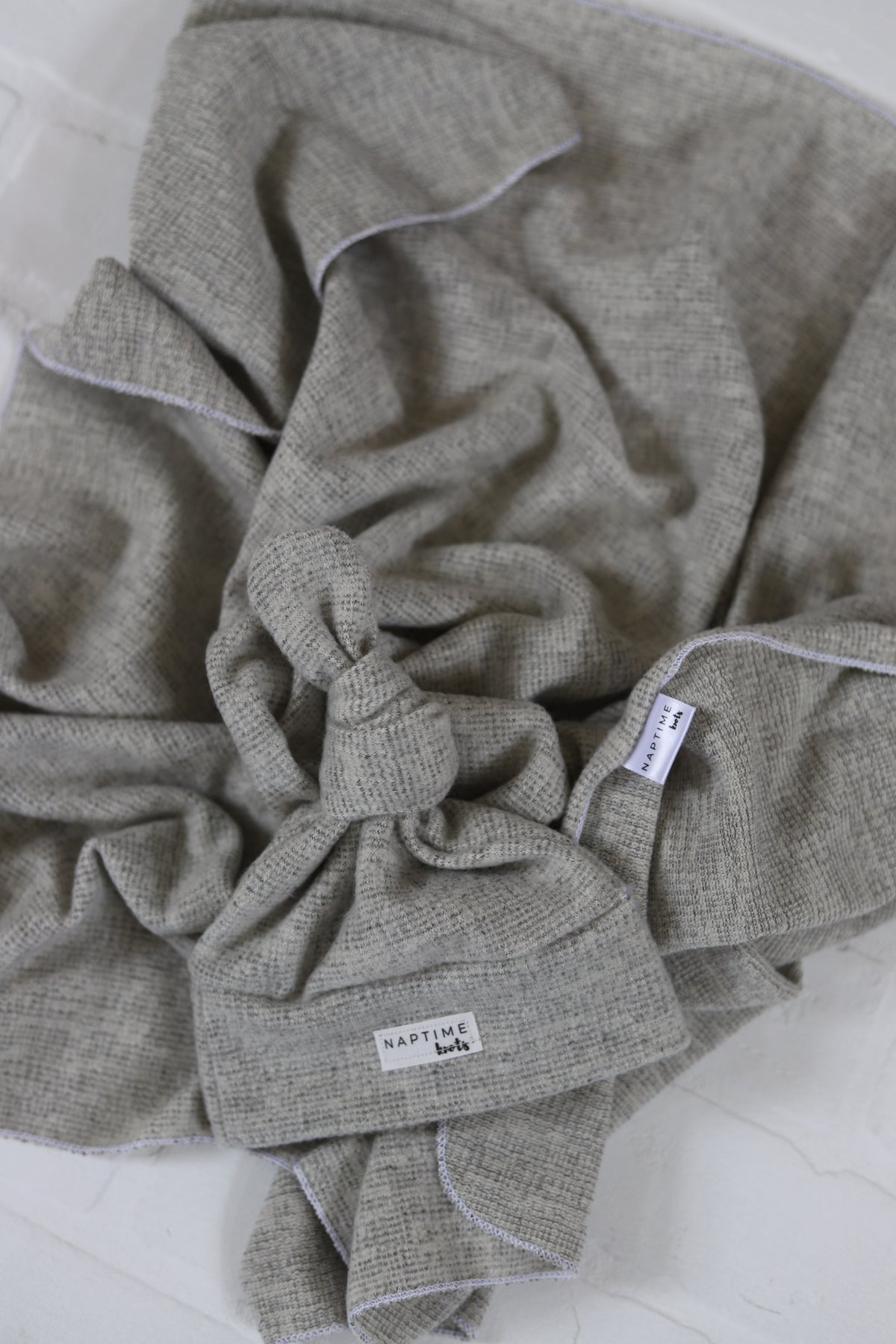 Heather Grey Sweater Knit Hat/Swaddle Set