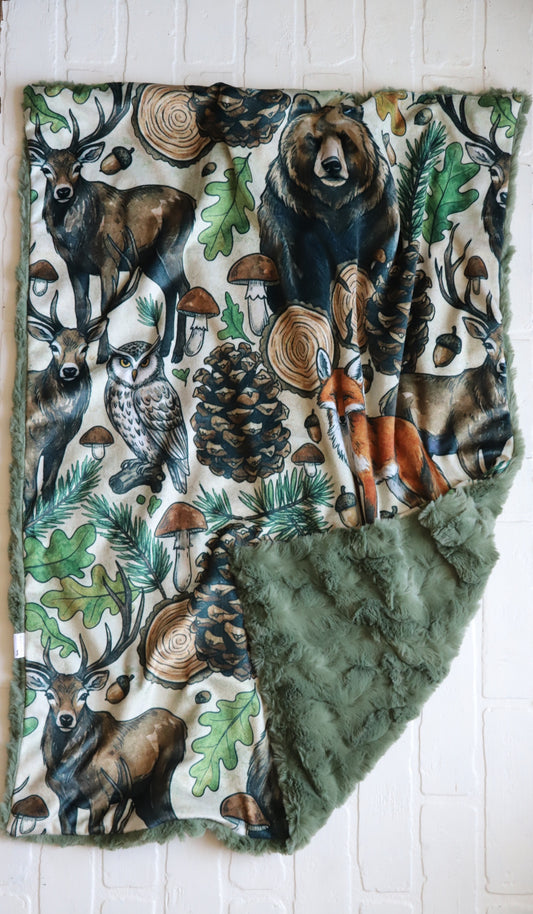 Big Woods Animals XL Lovey Blanket (larger size)