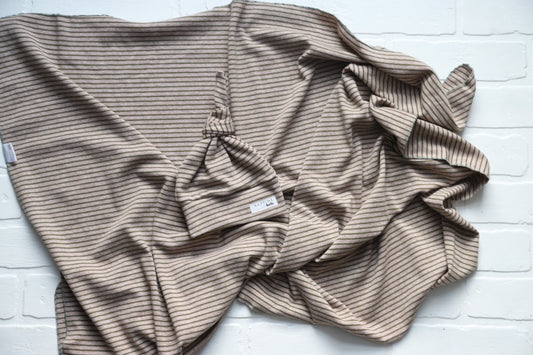 Taupe Stripe Hat/Swaddle Set